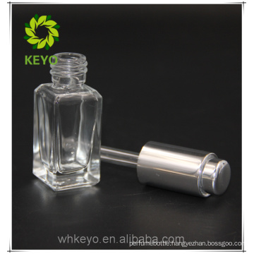 Private cosmetics natural label custom foundation square 30ml square clear cosmetic glass dropper bottle